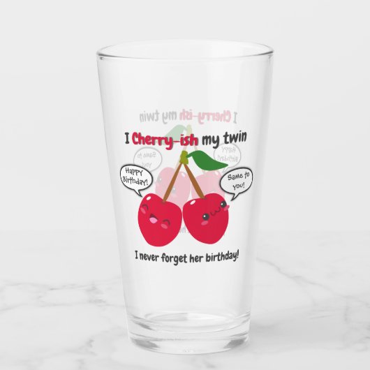 Verre Jote Red Cherry Kawaii Twins Anniversaire (Devant)