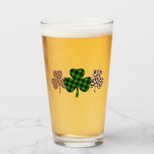 Verre Jour de la Saint Patrick Lucky Irish Green Plaid S (Devant (rempli))