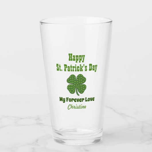 Verre Jour de la Saint Patrick Shamrock irlandais Clover (Devant)