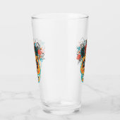 Verre Jour du crâne de sucre mort avec Rose (Droite)