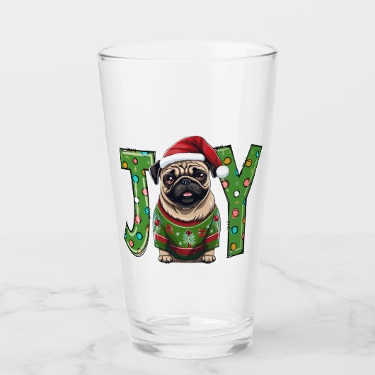 Verre JOY Joyeux Carlin de Noël Père Noël (Devant)