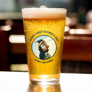 Verre Joyeuse Fête des Premiers Pères Photo & Texte Pers