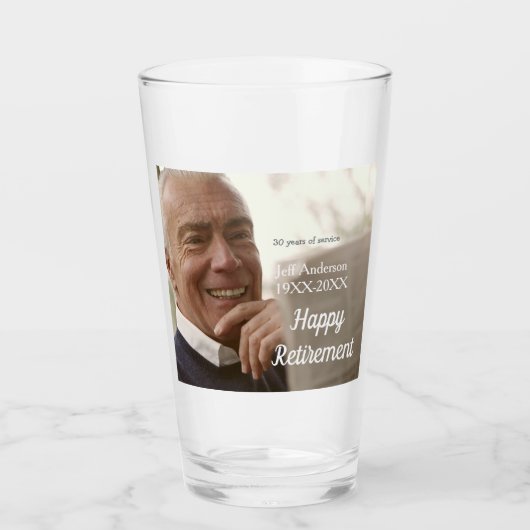 Verre Joyeuse retraite nom à ajouter photo années de ser (Devant)