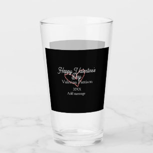 Verre Joyeuse Saint-Valentin cœur rouge paillettes nom n