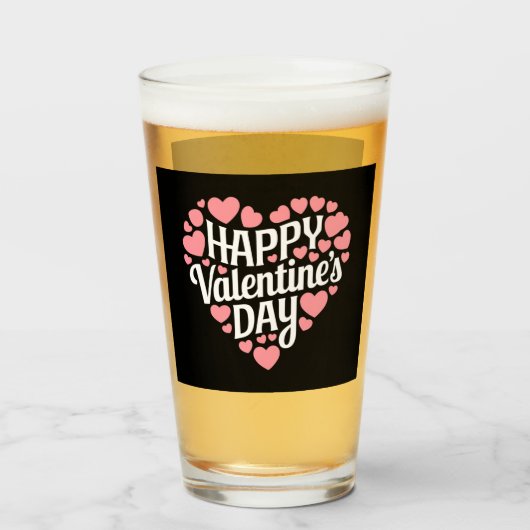 Verre Joyeuse Saint Valentin drôle Cœur Amour Valentin (Devant (rempli))