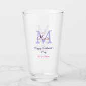 Verre Joyeuse Saint-Valentin pastel violet monogramme ro (Dos)