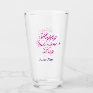 Verre Joyeuse Saint-Valentin rose violet xoxo amour nom