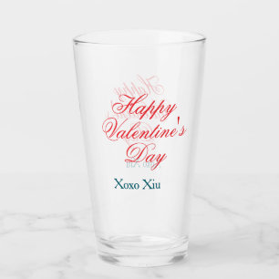 Verre Joyeuse Saint-Valentin rouge bleu xoxo amour nom