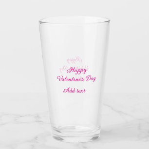 Verre Joyeuse Saint-Valentin texte rose nom message