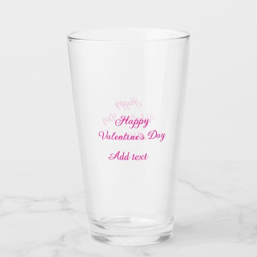 Verre Joyeuse Saint-Valentin texte rose nom message (Devant)