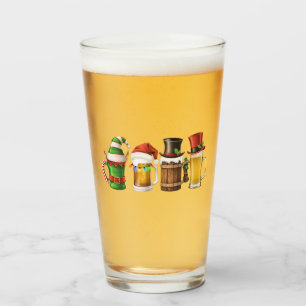 Verre Joyeuses bières de Noël Boire Père Noël Beer Lover