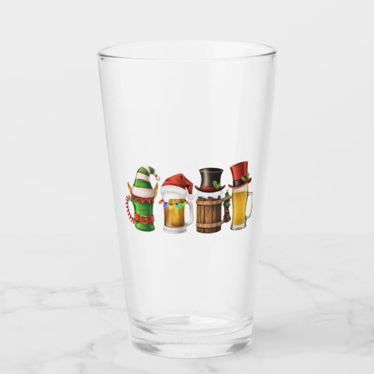 Verre Joyeuses bières de Noël Boire Père Noël Beer Lover (Devant)