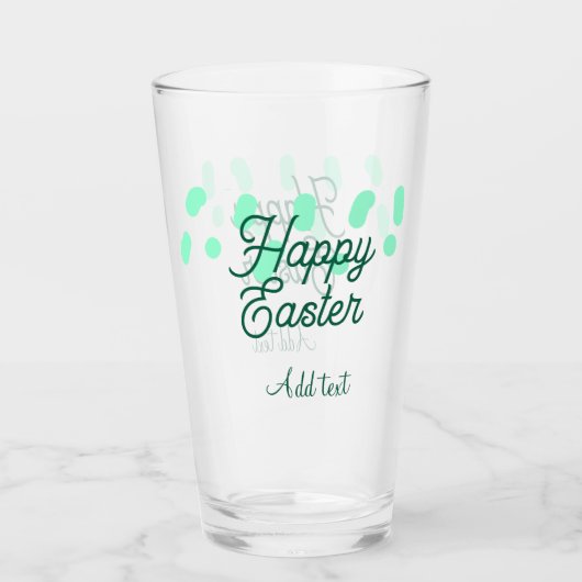 Verre Joyeuses Pâques œufs verts pastel nom date simple (Devant)