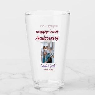 Verre Joyeux 10e anniversaire photo mariage nom du coupl