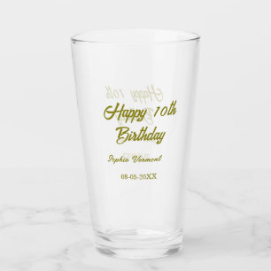 Verre Joyeux 10ème anniversaire nom date or simple minim