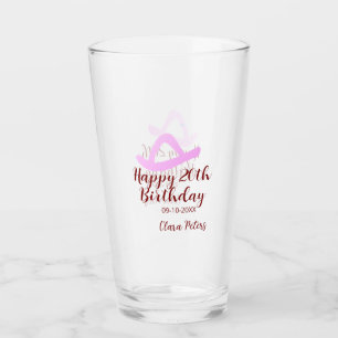 Verre Joyeux 20e anniversaire fille cowboy rose nom date