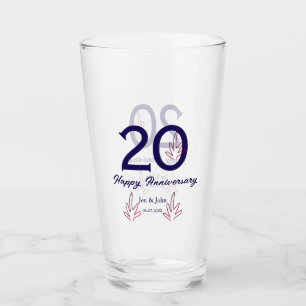 Verre Joyeux 20e anniversaire nom en lettres majuscules 