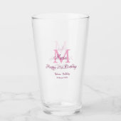 Verre Joyeux 21e Anniversaire rose ajouter nom monogramm (Devant)