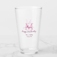 Joyeux 21e Anniversaire rose ajouter nom monogramm