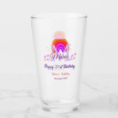 Verre Joyeux 21e anniversaire rose ajouter nom monogramm (Dos)