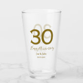 Verre Joyeux 30e anniversaire nom date golden bold lette (Dos)