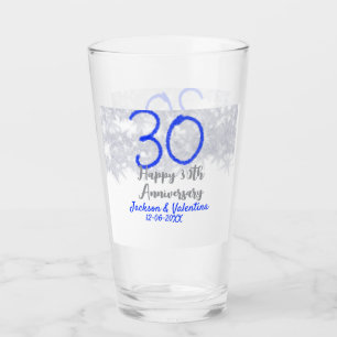 Verre Joyeux 30ème anniversaire de mariage argent paille