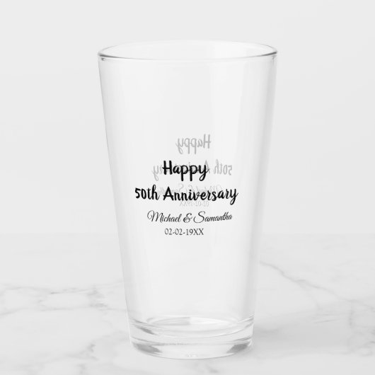 Verre Joyeux 50e anniversaire ajouter nom du couple date (Devant)