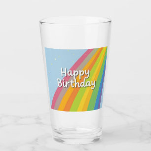 Verre Joyeux Anniversaire Arc-en-Ciel Clair & Coloré
