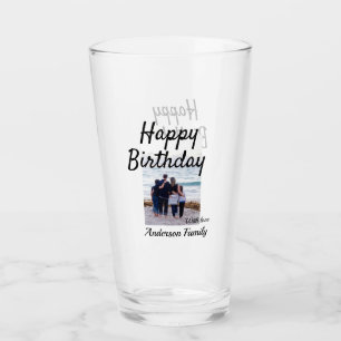 Verre Joyeux anniversaire photo nom de famille classe él