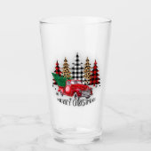 Verre Joyeux camion de Noël et arbres (Devant)