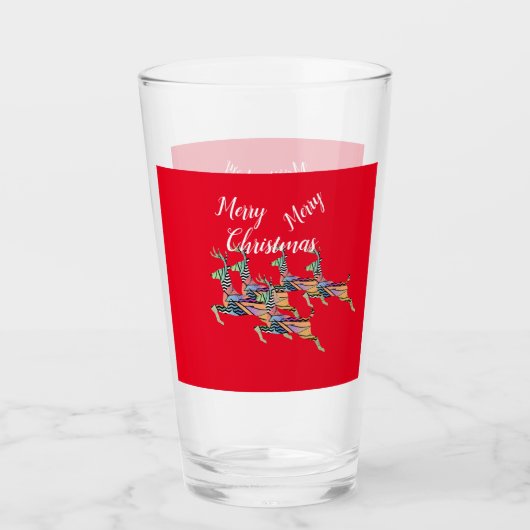 Verre Joyeux Cerf bondissant de Noël (Devant)