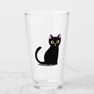Verre Joyeux dessin de chat noir