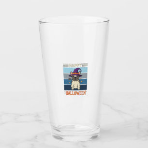Verre Joyeux Halloween Bouledogue Français Sorcière Toil