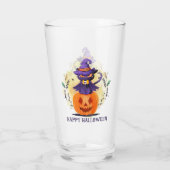 Verre Joyeux Halloween - Chat noir sorcier (Dos)