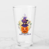 Verre Joyeux Halloween - Chat noir sorcier (Devant)