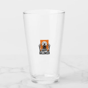 Verre Joyeux Halloween Maison Hantée Graphique Vintage_1