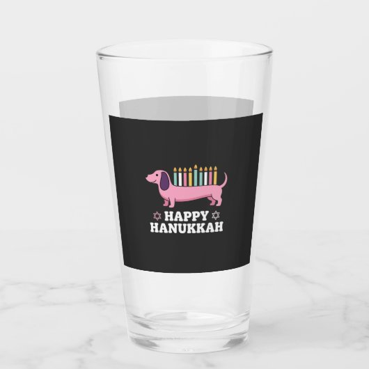 Verre Joyeux Hanukkah chien teckel (Devant)