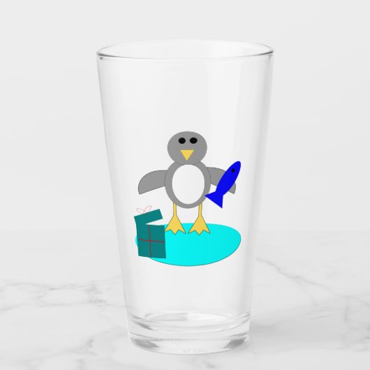 Verre Joyeux manchot de pêche de Noël (Devant)