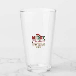 Verre Joyeux Noël à tous Chapeau de Père Noël Éclairs Ét