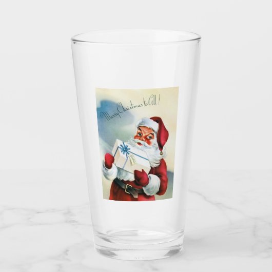 Verre Joyeux Noël à tous (Père Noël Vintage) (Devant)