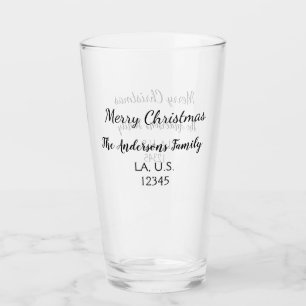 Verre Joyeux Noël ajoutez le nom de la famille adresse n