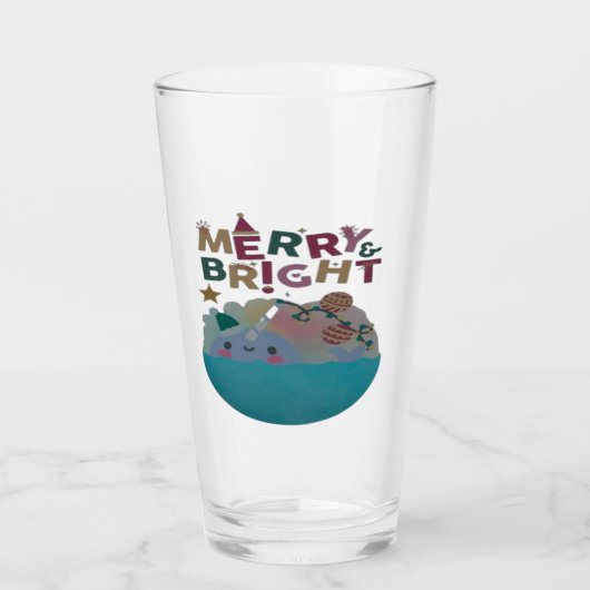 Verre Joyeux Noël blanc et bleu (Devant)