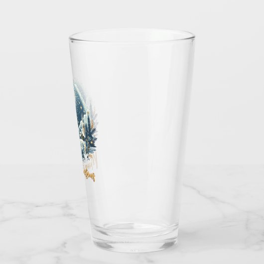 Verre Joyeux Noël bleu et or (Gauche)