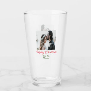 Verre Joyeux Noël couple photo ajouter nom heureux vacan