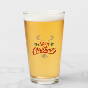 Verre Joyeux Noël Design Vintage Rouge et vert