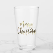 Verre Joyeux Noël Elégant Faux Gold Typographie Chic (Devant)