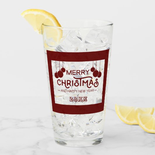 Verre Joyeux Noël et Joyeuse typographie du Nouvel An (Devant glace)