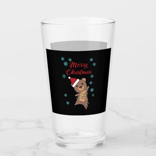 Verre Joyeux Noël Ours Neige Ours d'hiver Teddy (Devant)