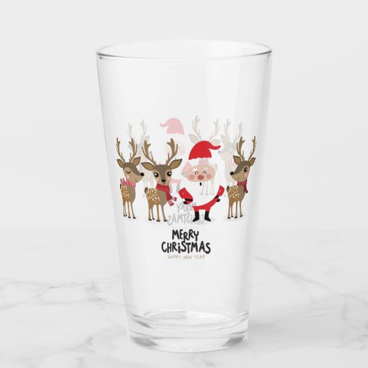 Verre Joyeux Noël Père Noël et Reindeer (Dos)