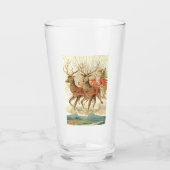Verre Joyeux Noël (Père Noël et son renne) (Devant)